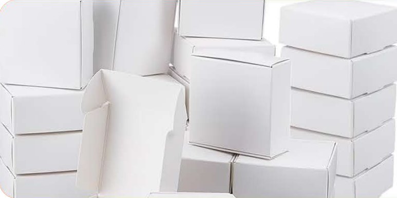 Unprinted white sample boxes